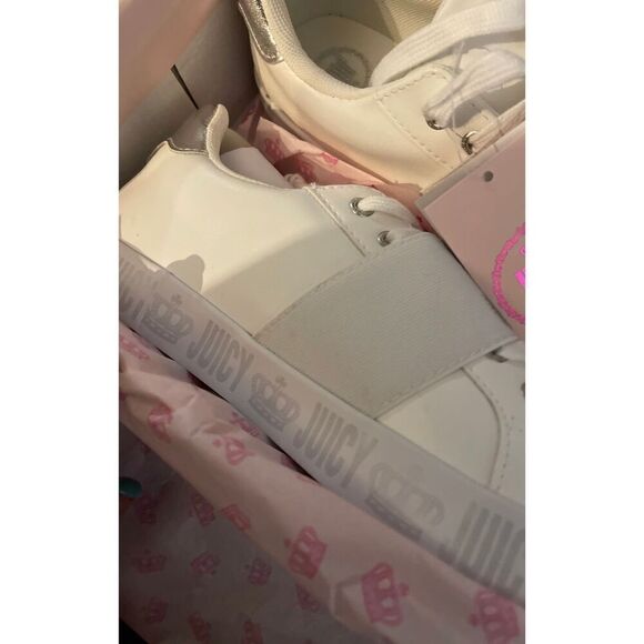 Juicy Couture Chaya white multi silver tennis wedge trainers Sneakers,10 nwot - Picture 7 of 7